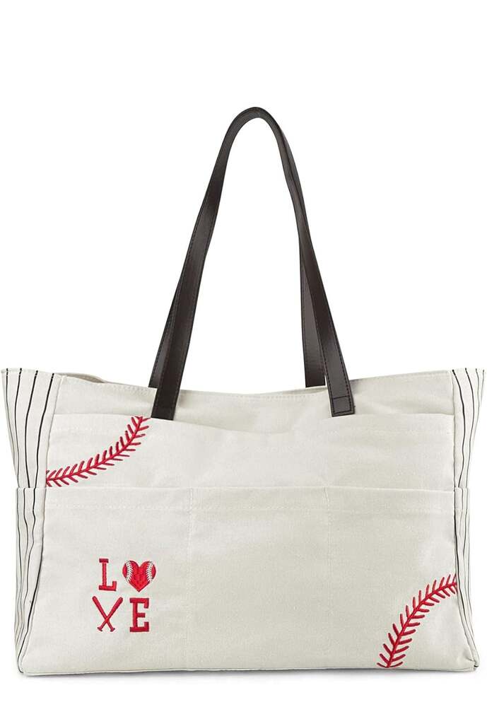 Oversized Canvas Baseball Tote Handbag NEW